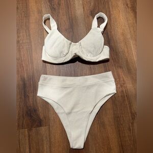 Citrine Swim Underwire Bikini Set - Coconut (Wavy Ribbed)